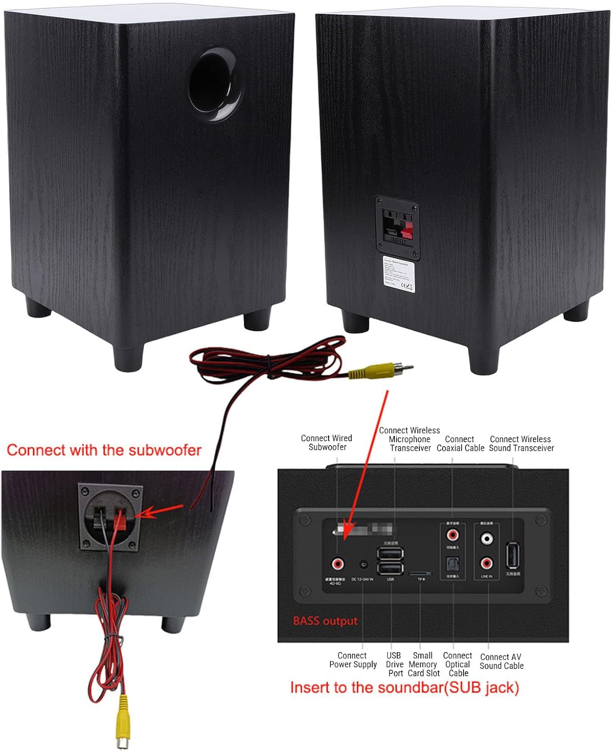 ASHATA 6.5 Inch Passive Subwoofer, 100W Power Heavy Bass Powerful Sound Independent Subwoofer Speaker for Home Theater Party, Plug and Play