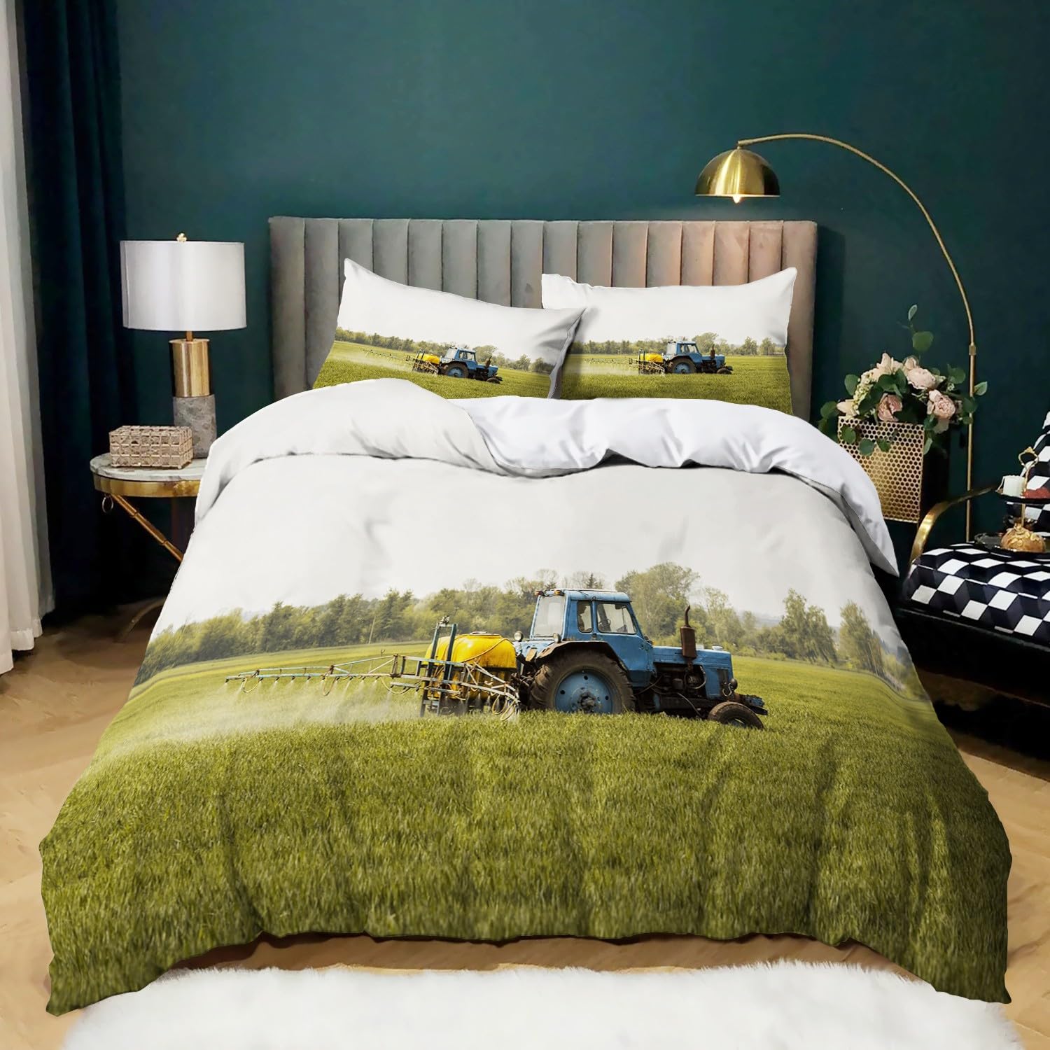 Parure de lit 240x260 cm housse de couette tracteur microfibre
