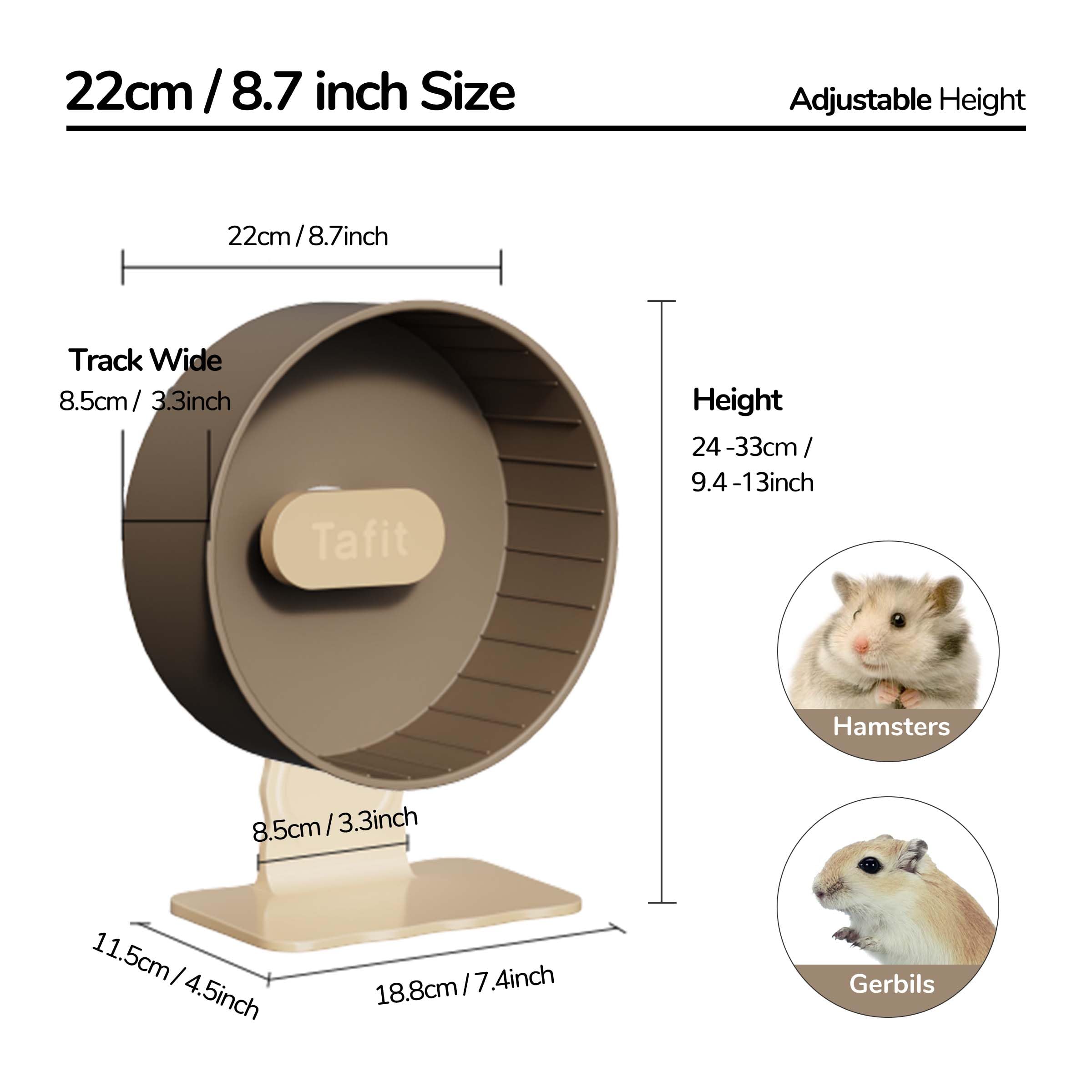 Silent Hamster Wheel 8.7 Inch Dual-Bearings Small Animals Quiet Running Exercise Wheels, Height Adjustable for Dwarf Hamsters, Gerbils, Mice, Hedgehog, or Other Small Pets,Raspberry Pink - image 7