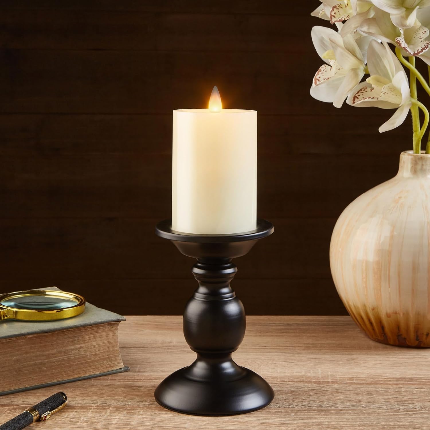 Flameless Pillar Candles Flickering with Remote Timer, Battery Operated LED Candles Up to 400 Hours, 3D Moving Flame Real Wax Candles, Set of 3, D3 x H4, 5", 6",Remote Included(Ivory)