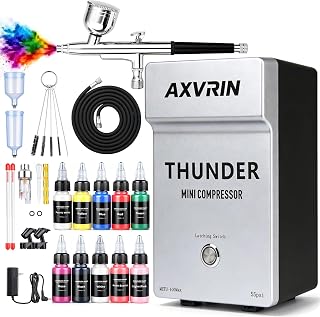 55 PSI Airbrush Kit with Compressor&Paints 0.3mmSingle Action Gun