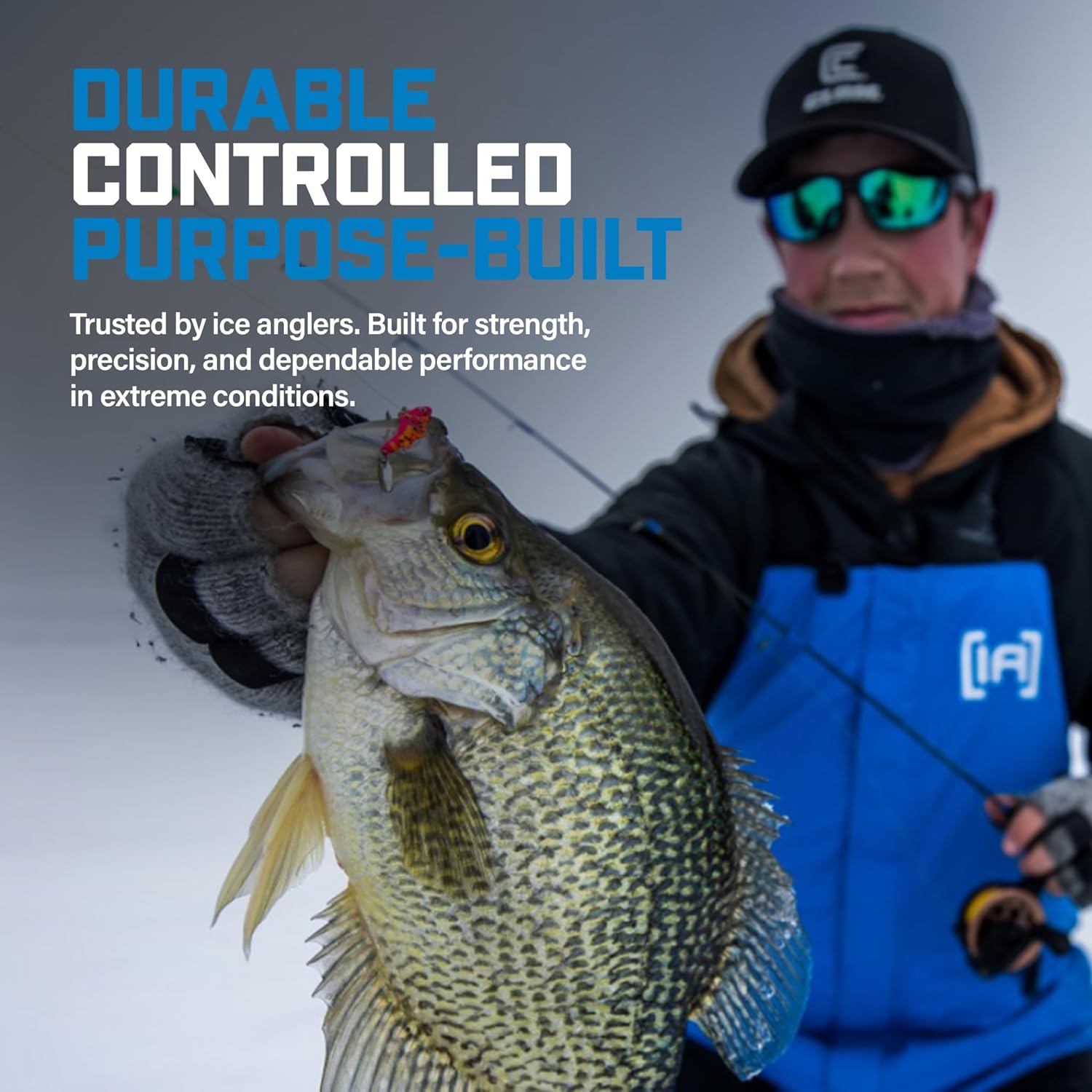 CLAM Predator Ice Rod – Solid Fiberglass Rod, Oversized Guides, Strong Reel Seat, Built for Walleye, Pike & Cold Weather