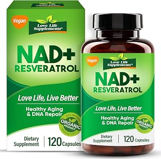 Love Life Supplements NAD+ Supplement 2000 mg, True NAD & Resveratrol, Energy and NMN Alternative for Aging Defense, Healthy Metabolism and Vitality for Men & Women, 120 Capsules