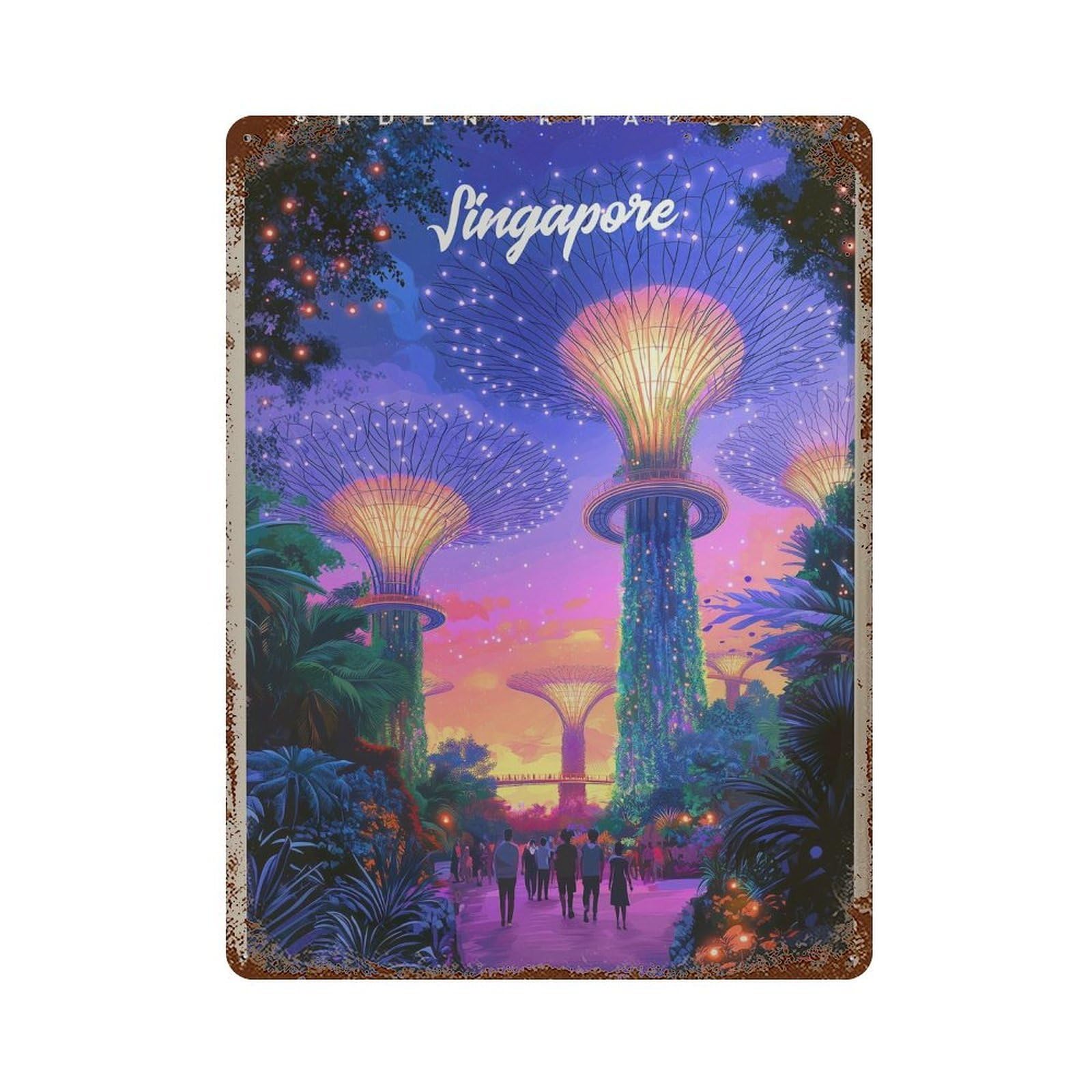 xiaoxiaoshen Singapore Garden Rhapsody Gardens by The Bay Travel Wall Decor Art Metal Tin Poster Modern Home Decor Art Home Bar Shop Decorations Vintage Sign 40x30cm