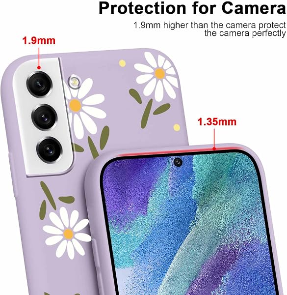 Yoedge 2 pièces Violet Coque pour Samsung Galaxy S21 FE 5G 6,4" Motif de Fleurs et Feuilles Fille Femme Étui, Housse de Protection Antichoc TPU Mignon Aesthetic Design Case pour Samsung S21 FE, Beige - 4
