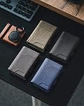 VULKIT Airtag Portefeuille avec porte-clés Hommes Pop up Carte de crédit Portefeuille avec Air Porte-étiquette Trifold ID Fenêtre RFID Blocage (noir)