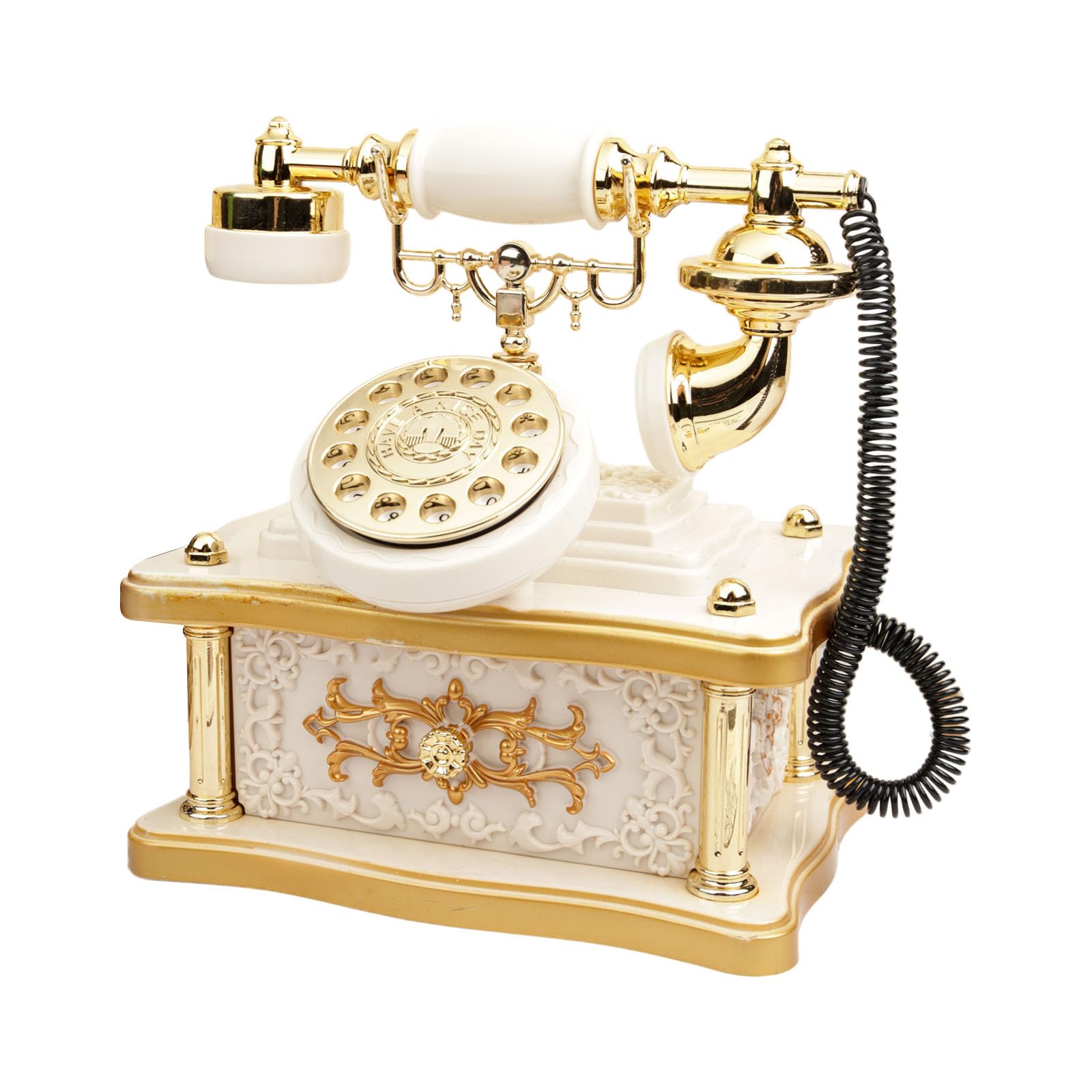 ZBIianxer Antique Rotary Dials Phone Music Box with Multiple Songs Nostalgic Landline Telephone Ornament for Display and Play Antique Telephone Music Box