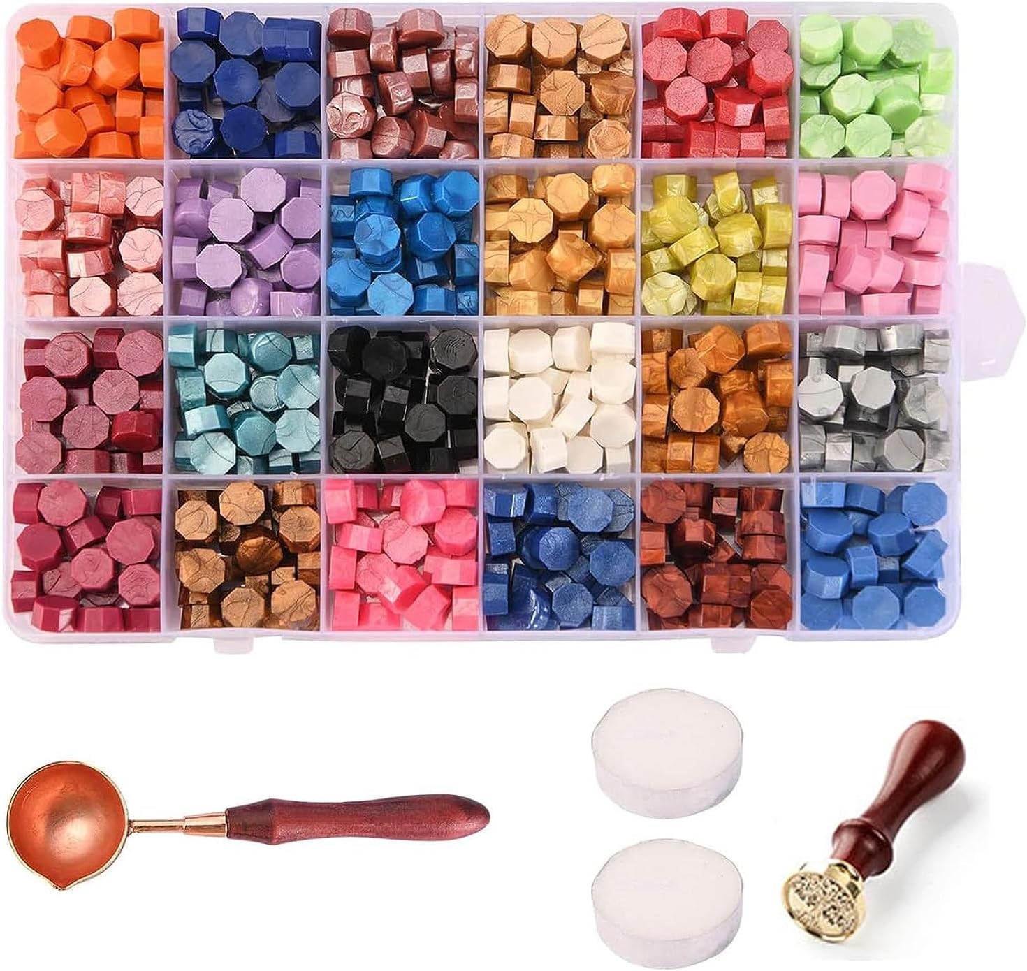 600Pcs Sealing Wax Beads Kit Colorful Wax Seal Stamp Kit with Candles Spoon Seal Stamp for Letters, Crafts Decorations Wedding Invitations
