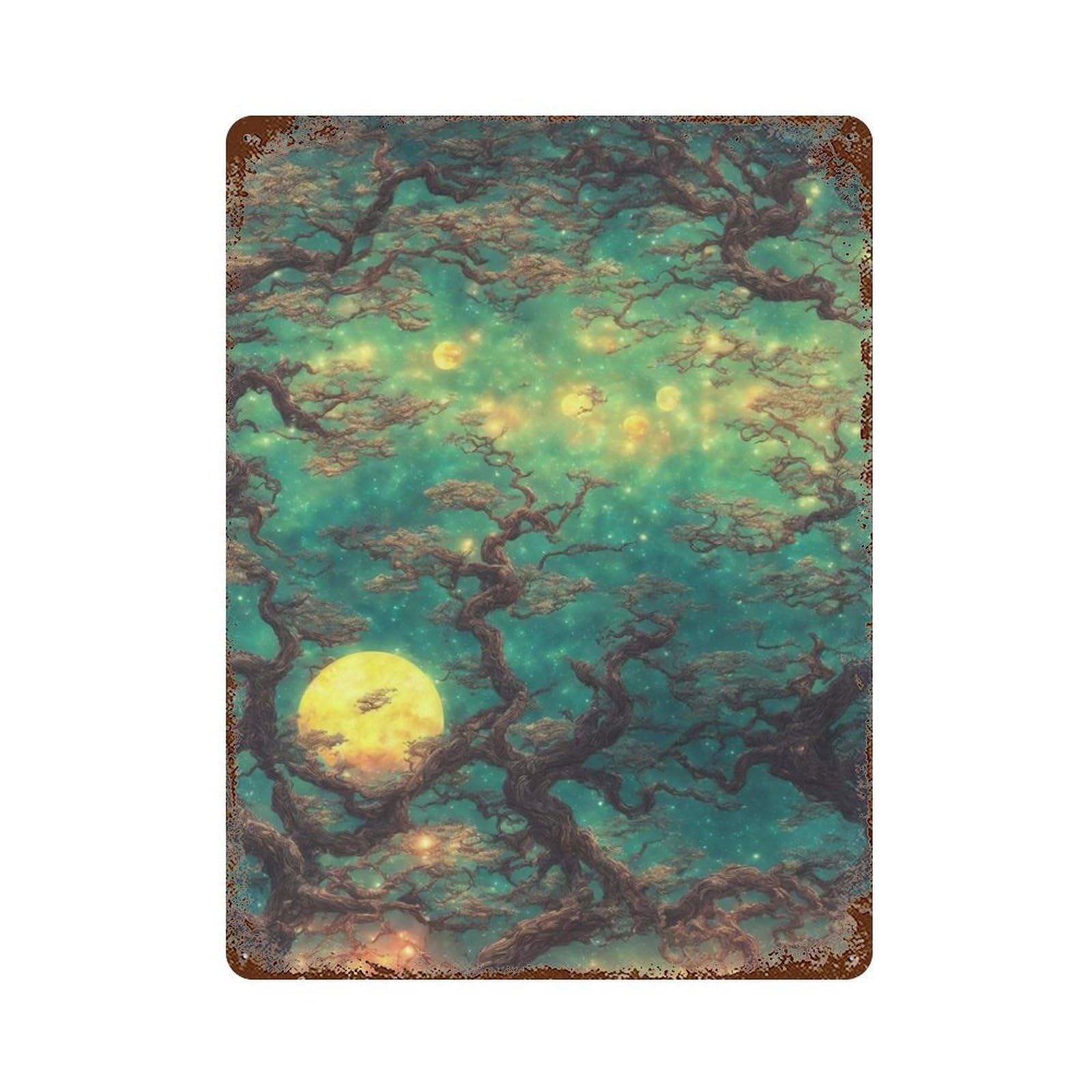 Bonsai Rust Effect Tin Sign 15.7"x11.8", Ideal for Farmhouse, Kitchen And Entryway Decor
