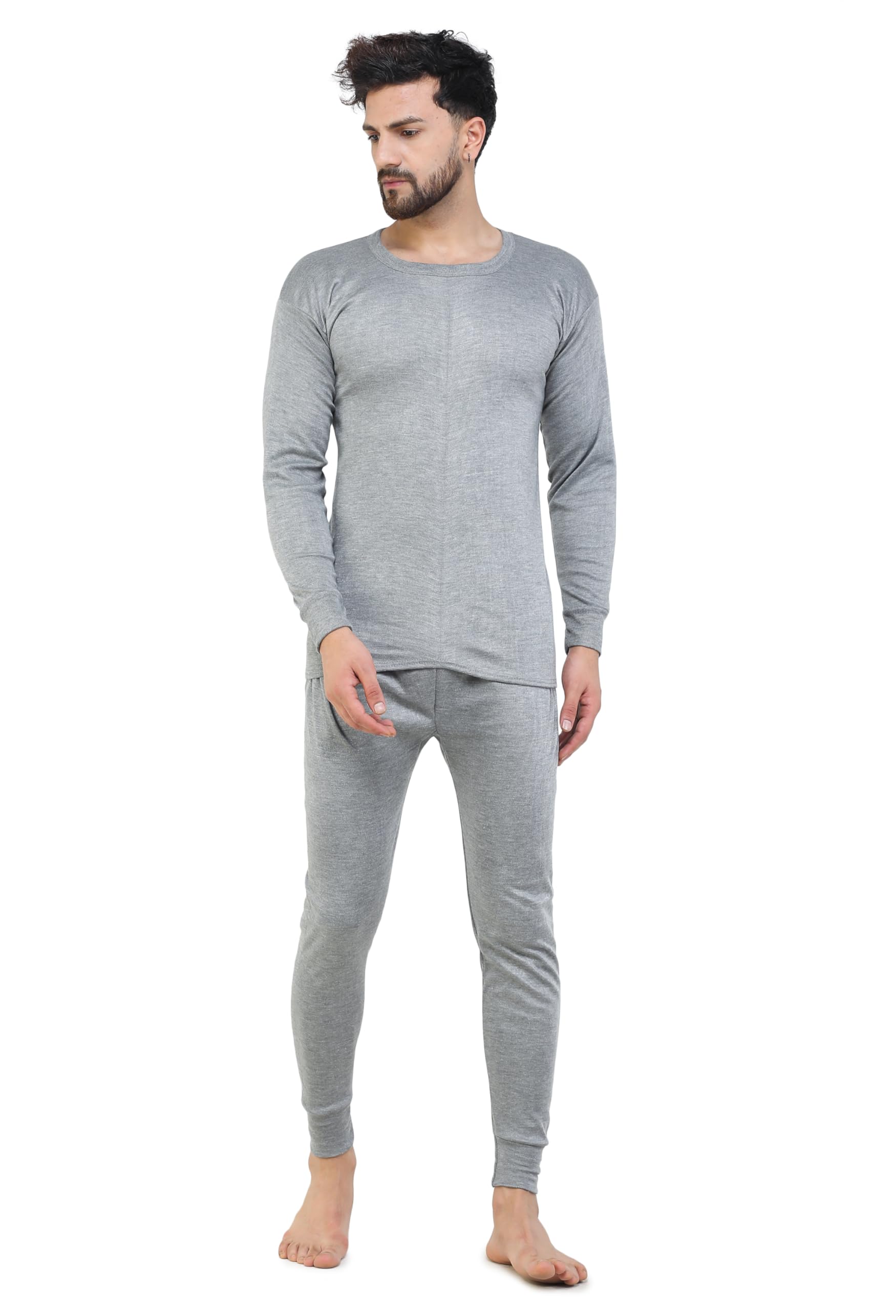 GenericClassic Thermal Set for Men, Cotton-Woollen Blend, Full Sleeve Round Neck, Regular Fit, Standard Size, Winter Wear