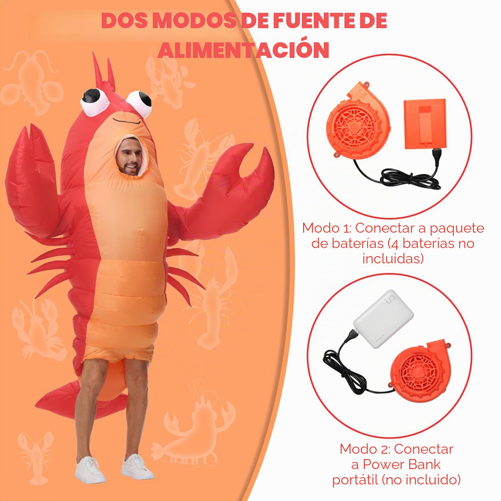 Poptrend Inflatable Lobster Costume for Adult, Inflatable Blow up Costumes Lobster Halloween Costumes Men Women Funny Fancy Dress Party Costumes