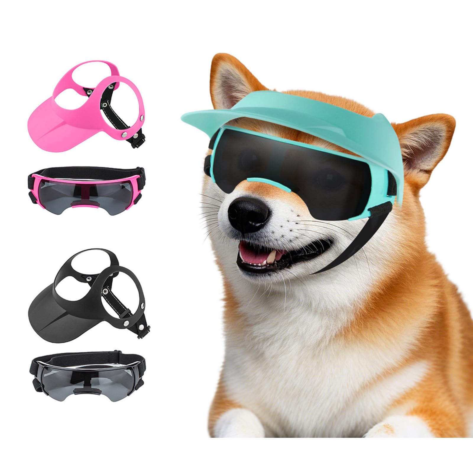 Set mit Schutzbrille und Helmen für kleine Hunde, Sonnenbrille, Sonnenschutz, Hut für kleine Hunde, bequeme Fahrradbrille für Haustiere 