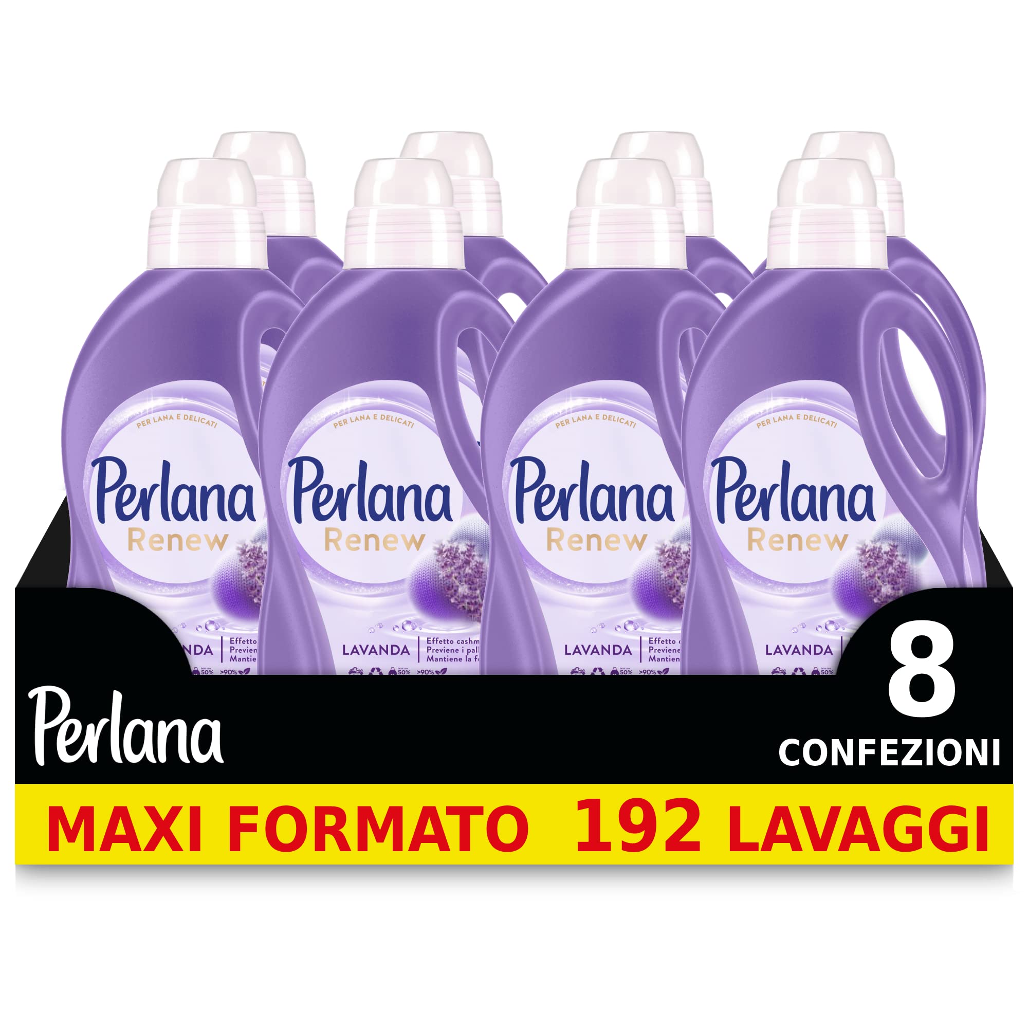 Perlana Renew - Detergente para lavadora de lana Lavanda, efecto cachmere, evita las manchas, paquete individual de 24 lavados