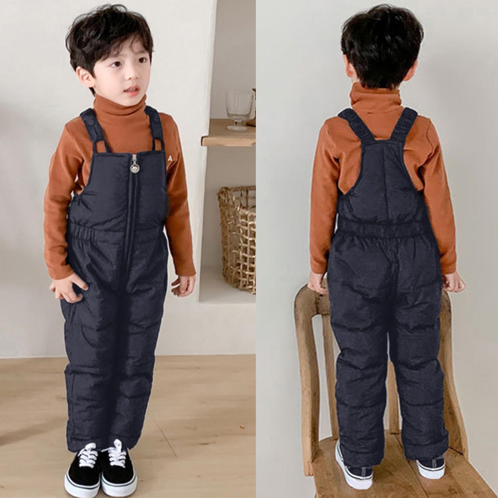 Generisch Winter Jumpsuit Kinder Träger Fleece Overall Warm Stretch Alltag Freizeit Outdoor Abenteuer Latzhose Hose Romper Kälte Schnee Winterjacke