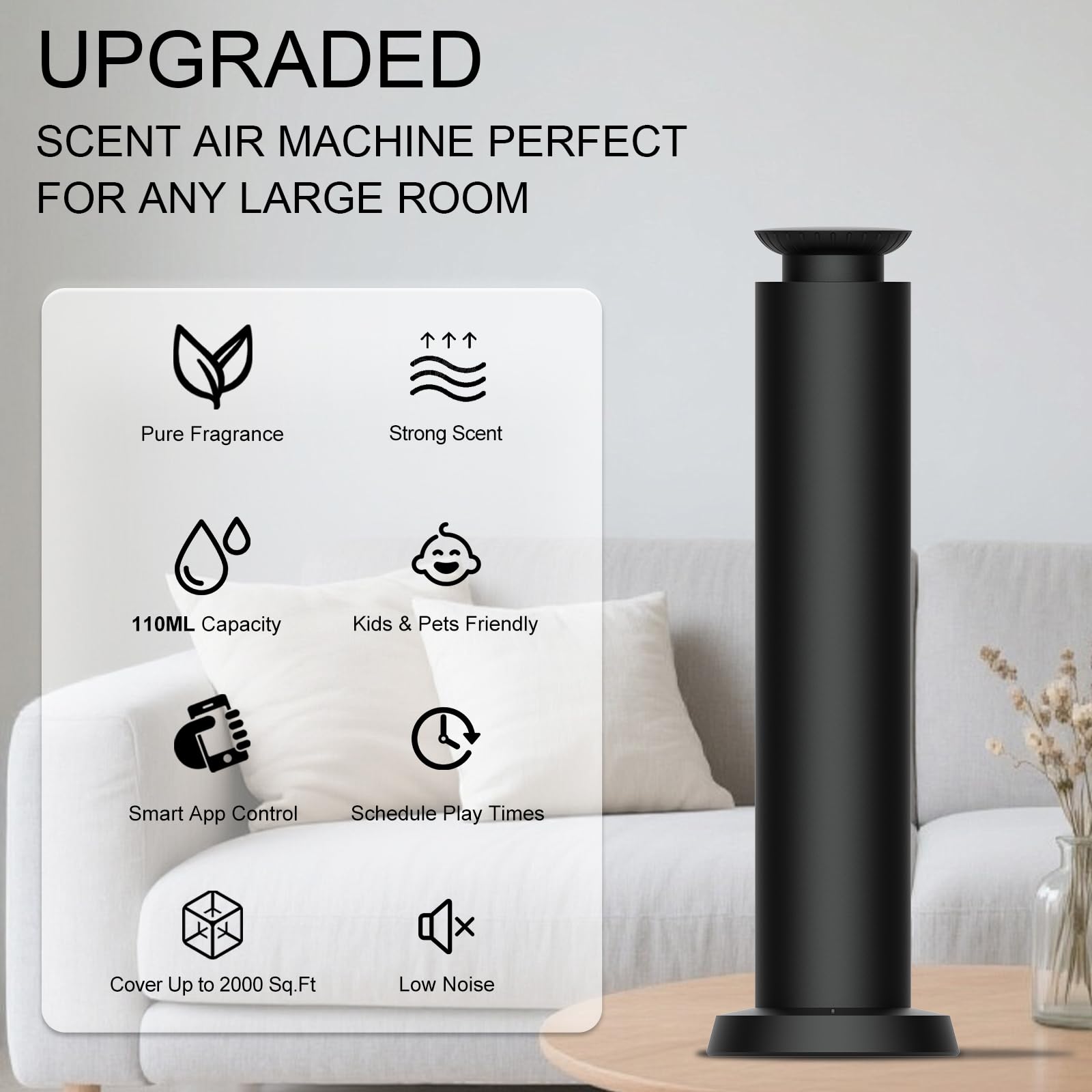 Starter kit per diffusore di profumi wireless 2026 per hotel, include 5 oli di alta qualità, diffusore ricaricabile per casa, diffusore di oli essenziali senza acqua per camera, studio, ufficio (nero)