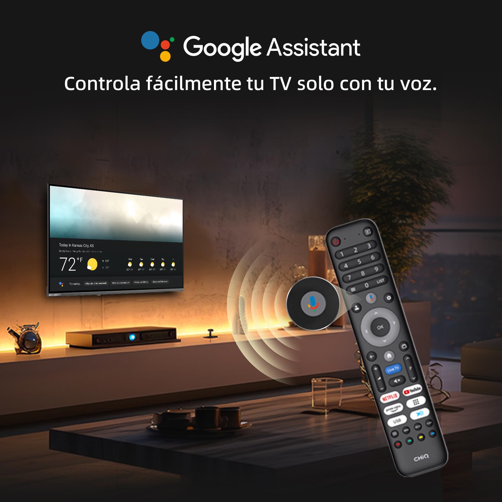 Telewizor Google QLED 4K UHD CHIQ 50QA10 50 cali HDR10, VRR i ALLM Ultracienki, bezramowe dwuzakresowe audio Dolby Wi-FI