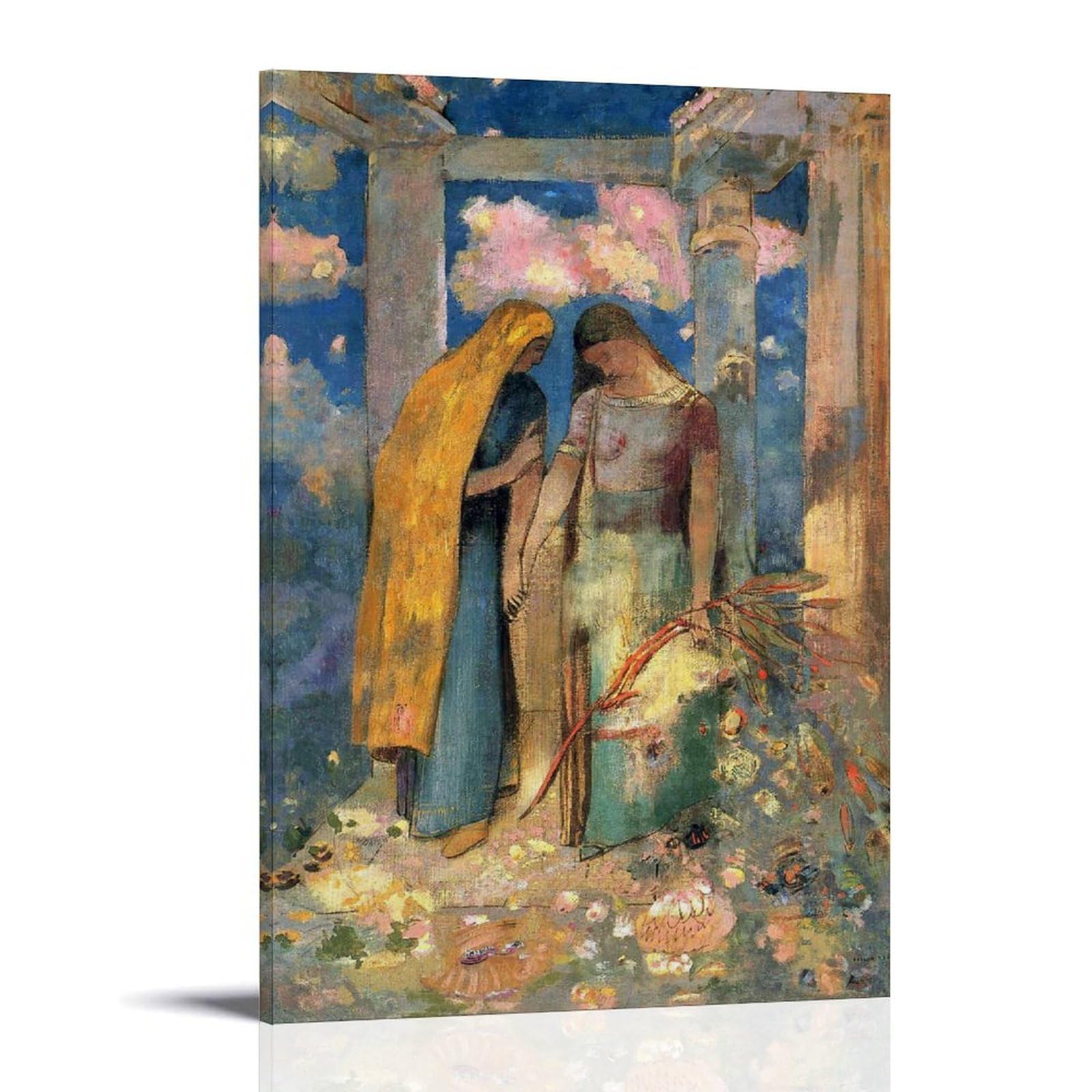 Yyueqil Frame Odilon Redon Prints Mystical Conversation Wall Art Room Aesthetic Print Art Wall Painting Canvas Modern Bedroom Decor 12X18inch(30X45cm)