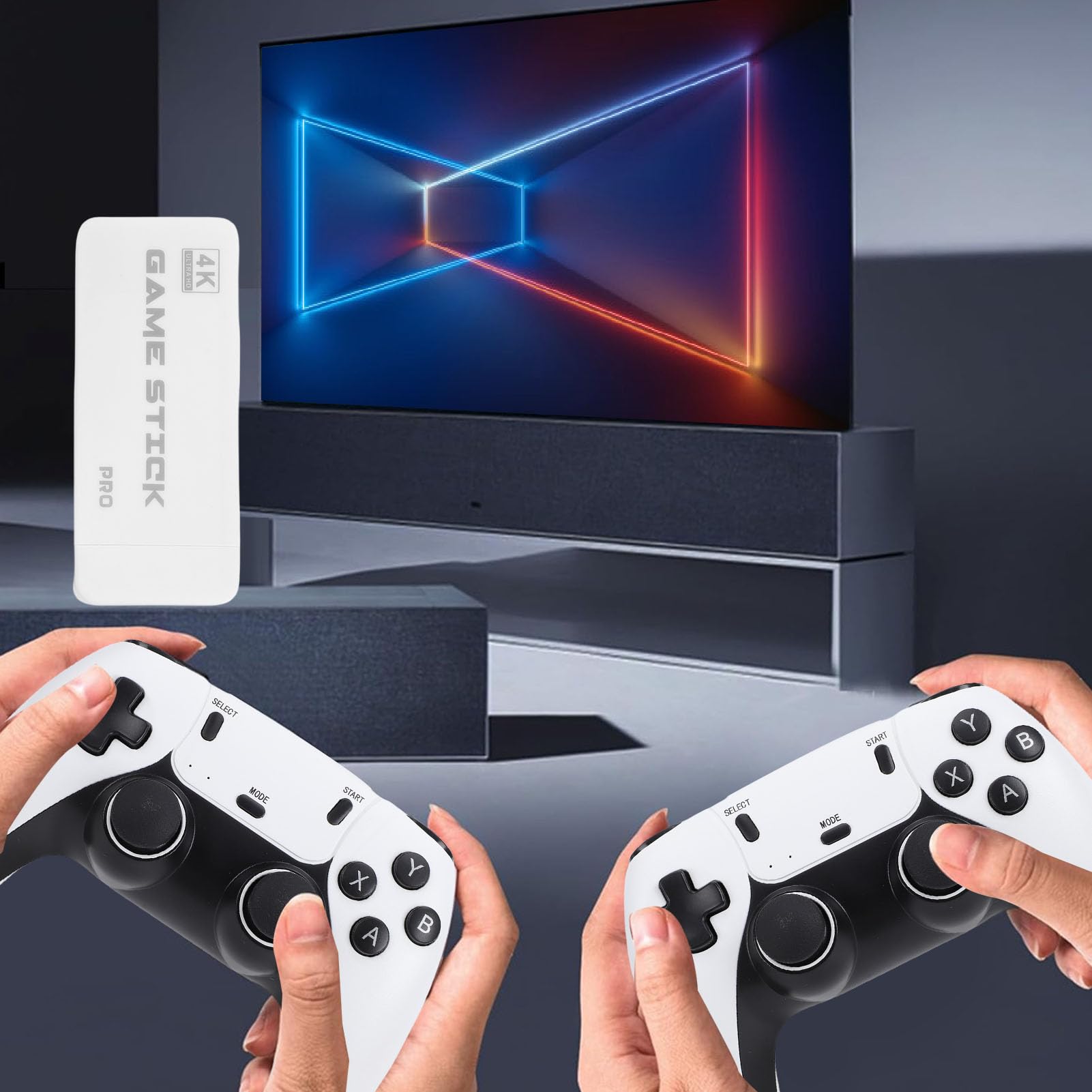 Zunate Game Stick w Stylu Retro z Dwoma Kontrolerami Bezprzewodowymi Ogromna Biblioteka Gier Obsługuje przenośną konsolę do Gier z Wyjściem 4K do Domowej Rozrywki (128G)