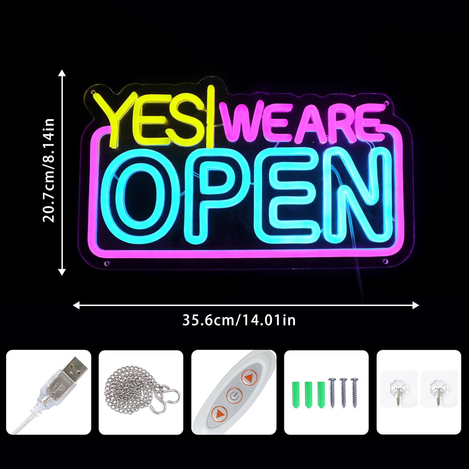 Open Neon Sign LED Yes! We are Open Neon Light Sign Colorful Neon Open Signs USB Neon Lights for Business Shop Hotel Restaurant Bar Decor Light - Image 6