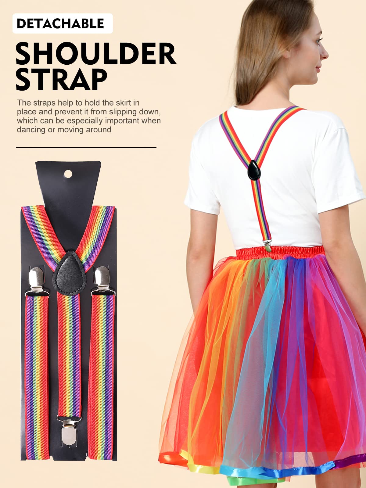 Faldas para Mujer de tutú de Tul - Faldas de tutú de Arco Iris con Correa para Adultos Adolescentes para Fiestas, Fiestas de cumpleaños, Disfraces de Halloween