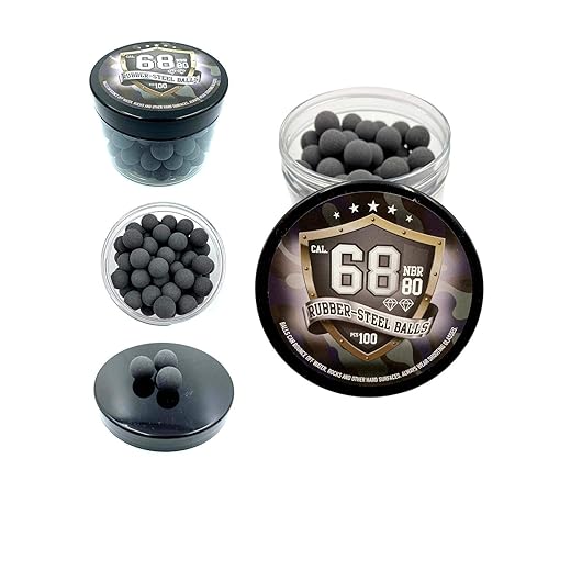 SSR 100 x Premium Hard Mix Rubber Steel Balls Paintballs Reballs 68 Caliber/HARTGUMMI Stahl Kugel für Revolver und Pistolen in 68 Kaliber