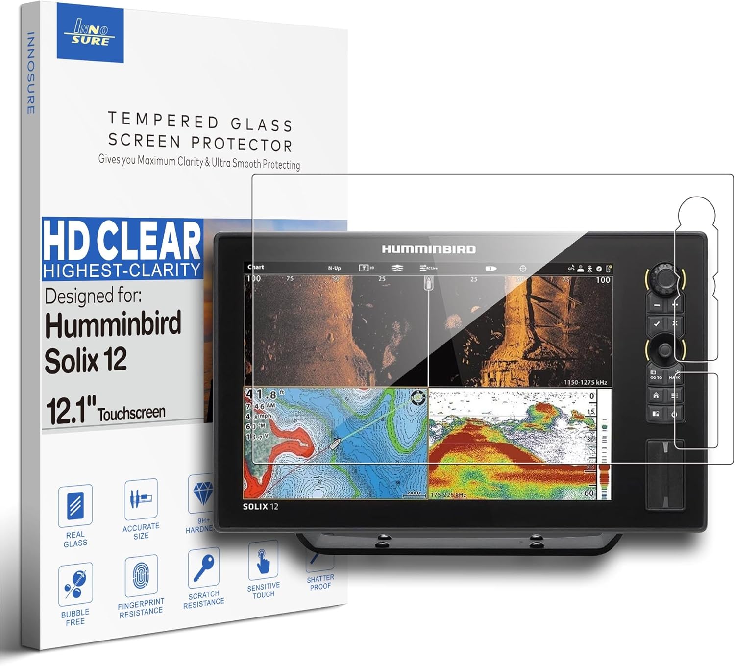 Premium Tempered Glass Screen Protector designed for Humminbird Solix 15 Finshfinder G1/G2/G3/G4 15.4 Inch Touchscreen Accessories 15" 9H Anti Scratch (HD Clear)