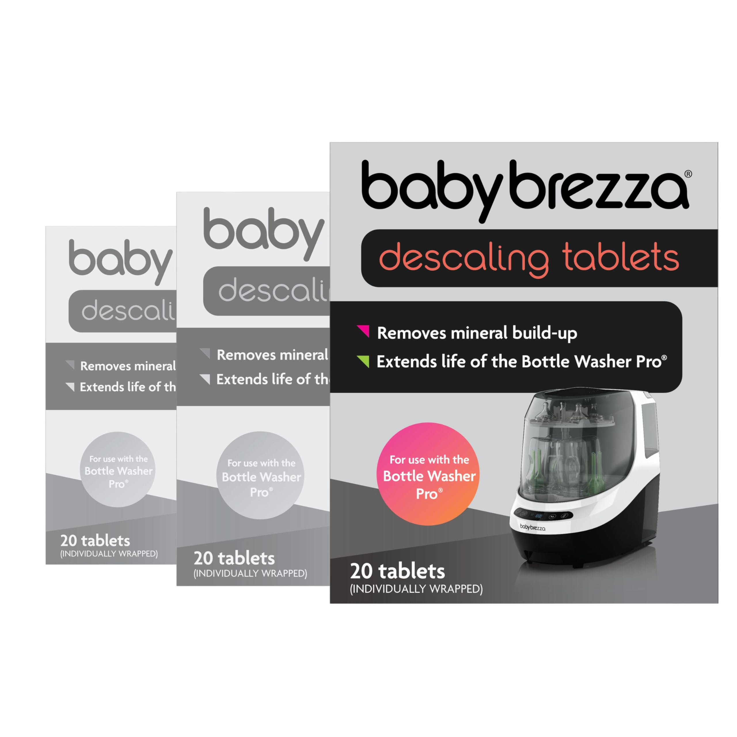 Baby Brezza Bottle Washer Pro, Entkalkungstabletten Vorteils-Set. 60 Stück