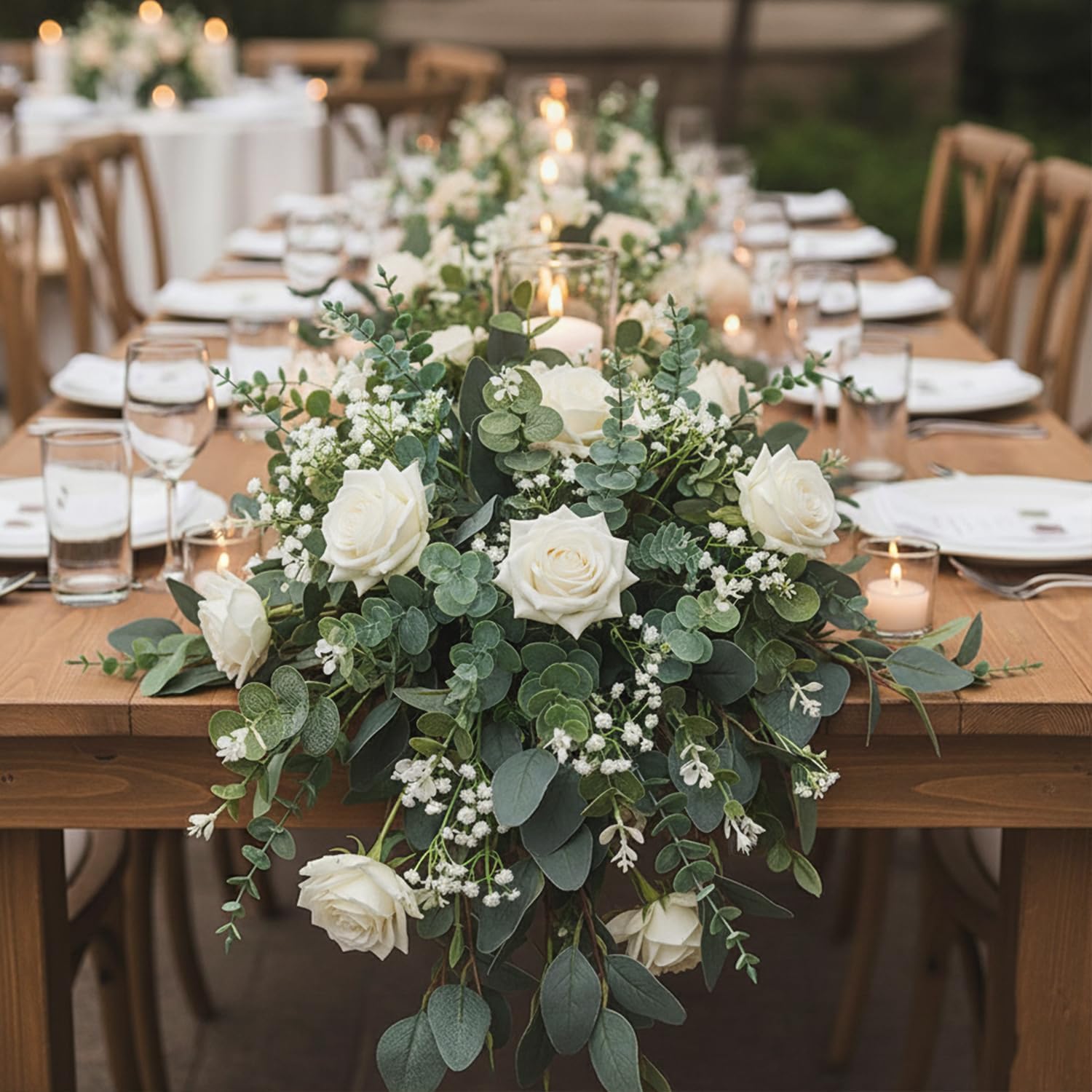 HUAHUA 140 foglie di eucalipto artificiali, 5 tipi misti, foglie di eucalipto finte, per bouquet fai da te, centrotavola, composizioni floreali, decorazioni per la casa e matrimoni