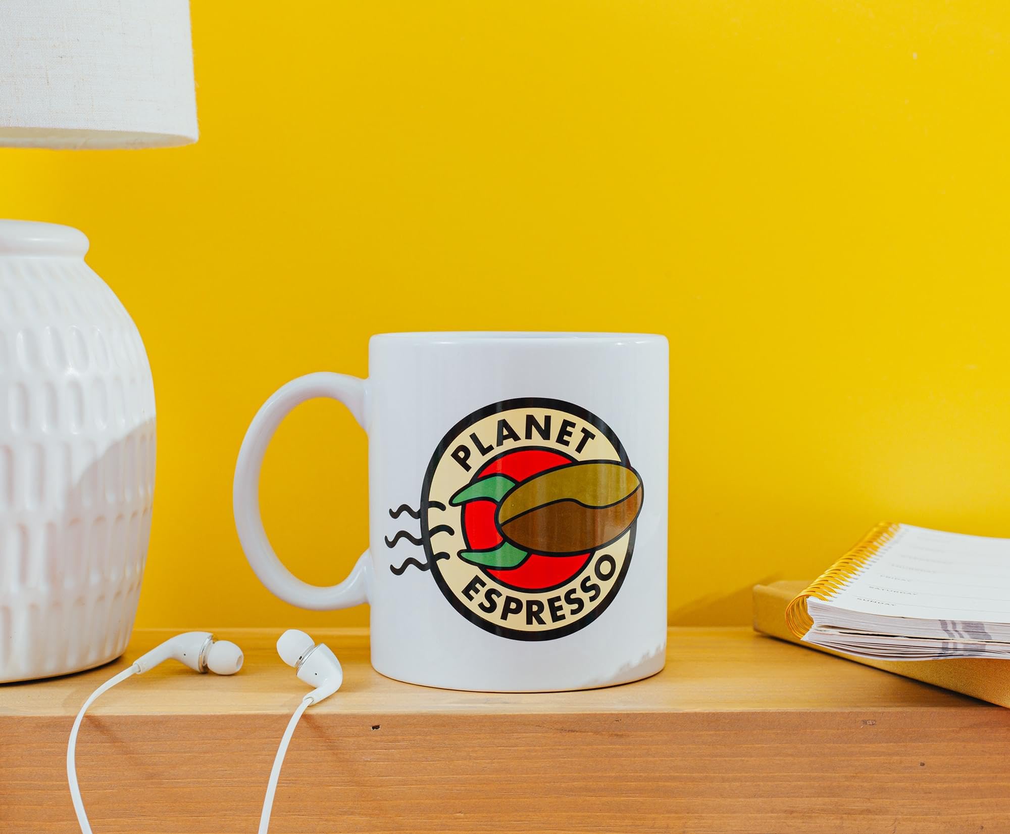 Silver Buffalo Futurama Planet Espresso - Taza de cerámica para té, cacao, bebidas, capacidad para 20 onzas
