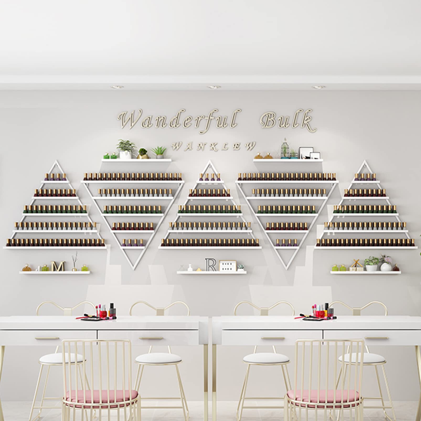 Nail Polish Organizer Wall Mounted Metal Nail Polish Rack Makeup Bottles Essential Oil Display Shelves Nail Polish Stand