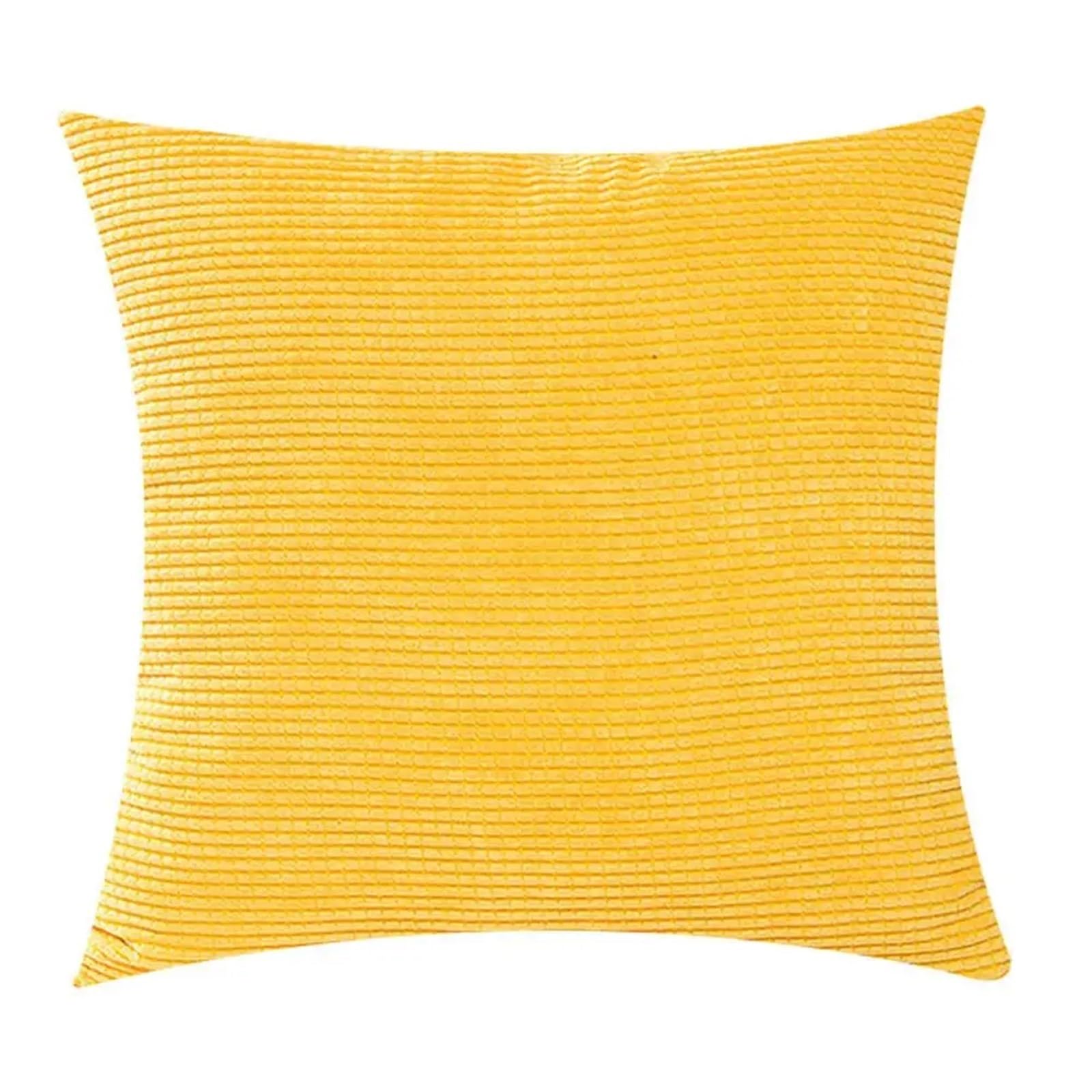 BFLCWSTD Cushion Covers Corner Cushion Covers Throw Pillow Couch Sofa Bed Comfortable Supersoft Corduroy Corn Striped Both Sides(Yellow)