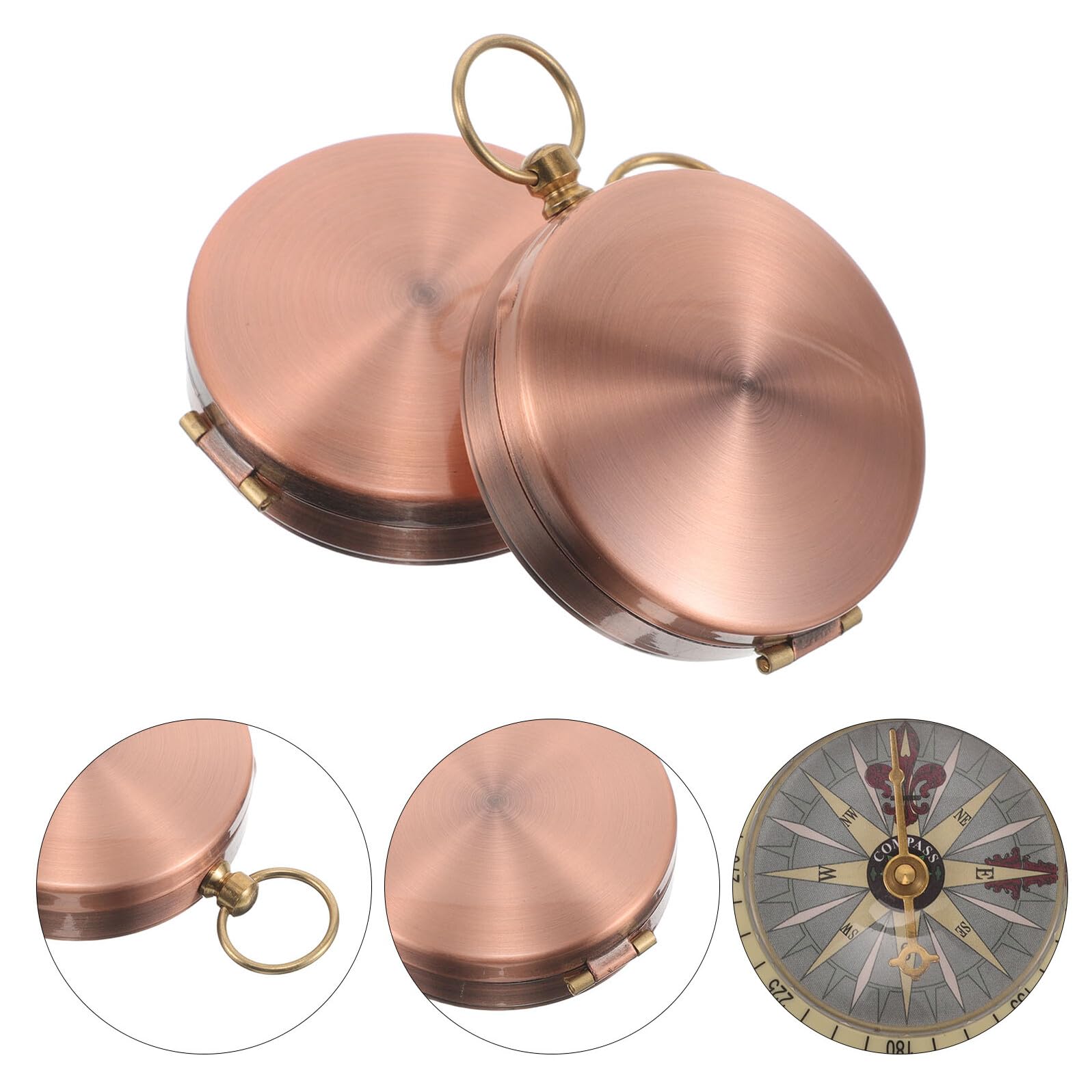 2piezas Brújula Vintage de Metal Brújula Retro de Reloj de Bolsillo con Tapa Abatible Herramienta de Orientación al Aire Accesorio Vintage para Camping Equipo de Senderismo