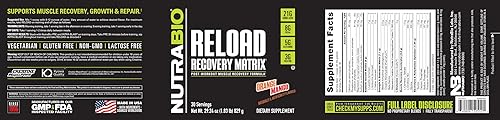 Miniatura 3 de NutraBio Reload - Potente fórmula de recuperación muscular - Suplemento después del entrenamiento - Creatina 3G - 8G BCAAs - Glutamina 5G - 30