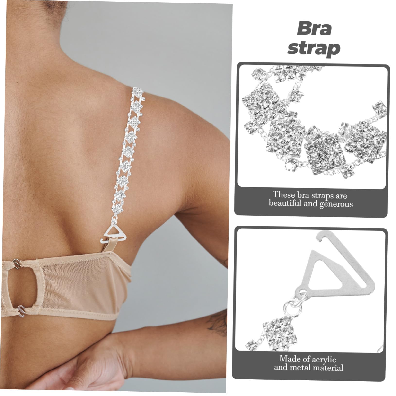 FRCOLOR 5 Sätze Verstellbare Für Damen Unsichtbare Schulterträger Für Trägerlose Kleider Hochzeitskleider Besondere Anlässe Silberfarbene 2 Stück * 5