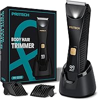 PRITECH Manscape Body Hair Trimmer for Men: Waterproof Pubic Ball Trimmer, Ceramic Blades, Nick-Free, Sensitive Skin Safe, Wet/Dry Use