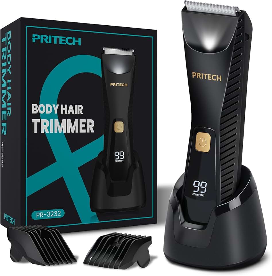 PRITECH Manscape Body Hair Trimmer for Men - Waterproof Pubic Hair ...