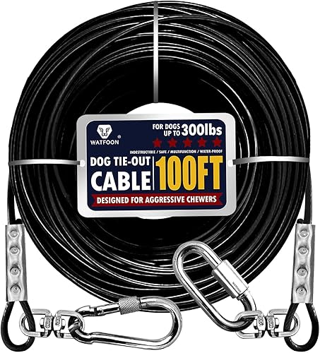 Cadenas de cable de amarre extra fuertes de 100 pies para perros de hasta 300 libras, más de 1000 libras de resistencia a la rotura, correa de