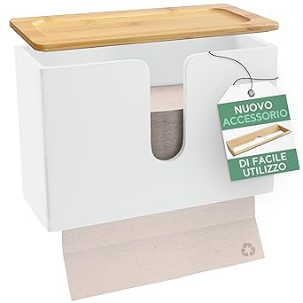 Dispenser Carta Asciugamani In Bambù - Porta Salviette Da Parete O Tavolo - Foto 8