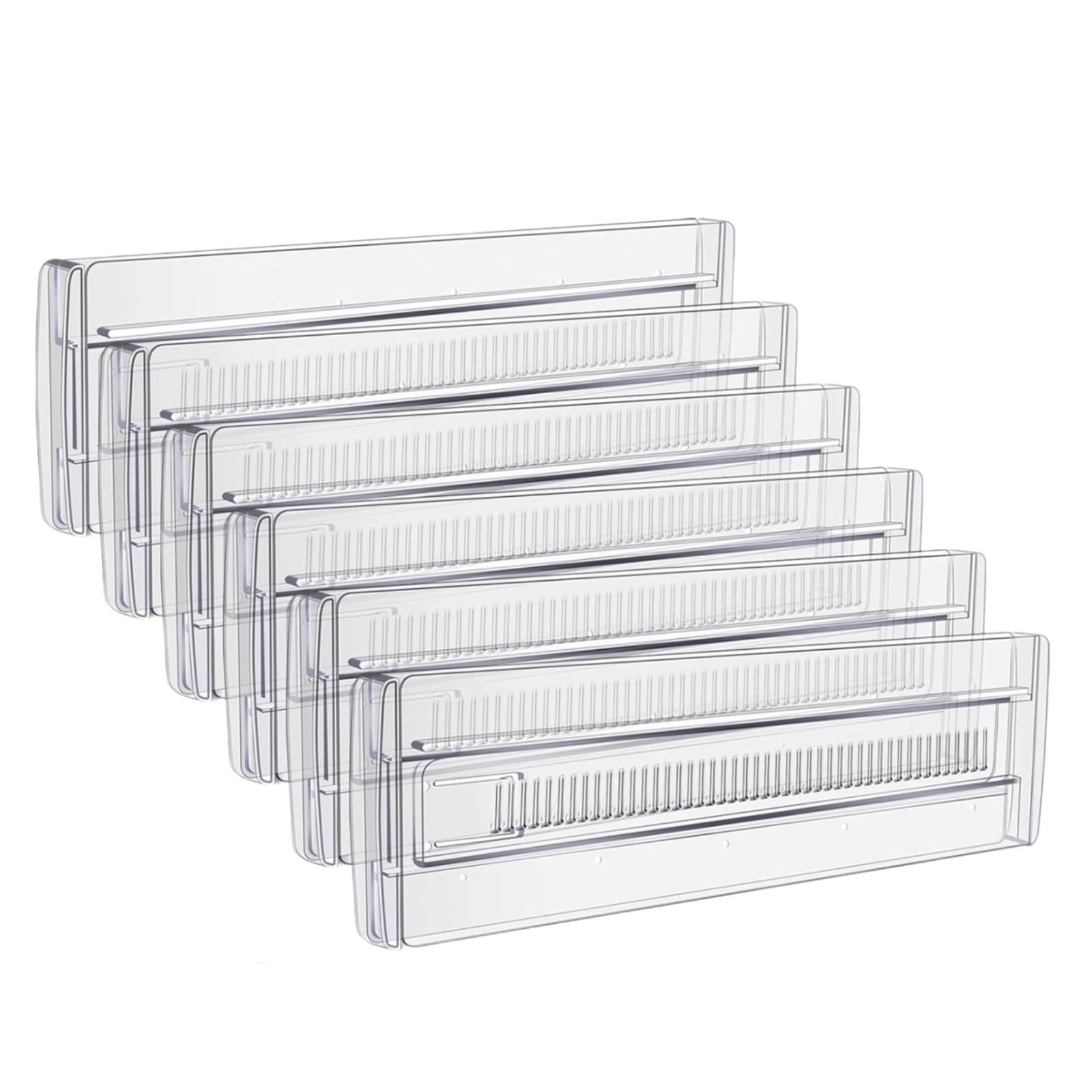 Xbtncyfe 6Pcs Drawer Dividers, 6Pack Adjustable Drawer Organizer, Clear Expandable Dresser Organizer For Clothes Kitchen Utensils Tableware Draw