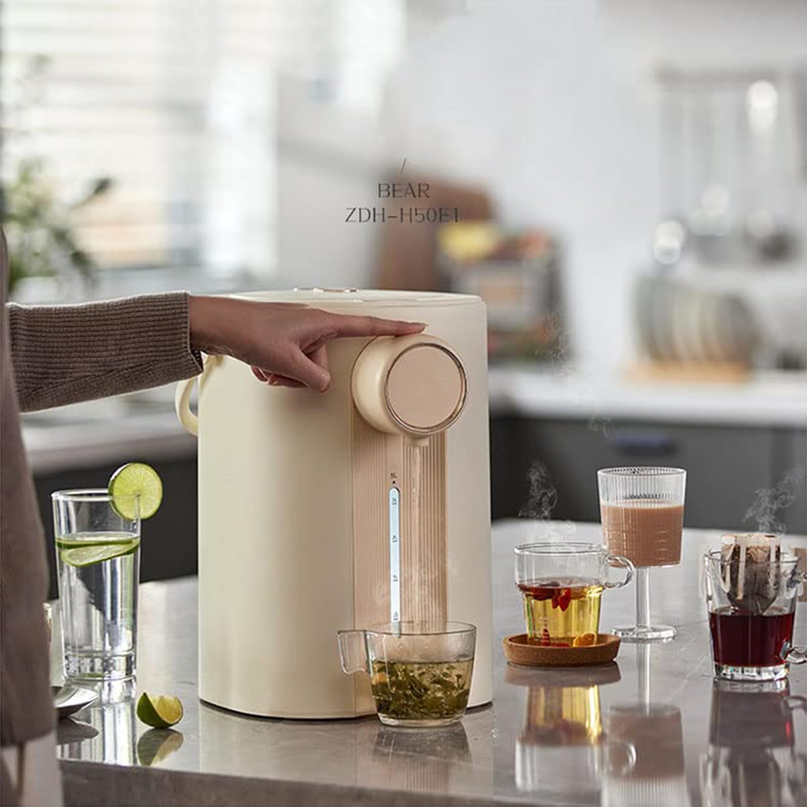 Distributore di acqua calda, serbatoio dell'acqua da 5 litri, ampio display LCD, serbatoio dell'acqua in acciaio inossidabile, protezione da surriscaldamento e secchezza, protezione intelligente per