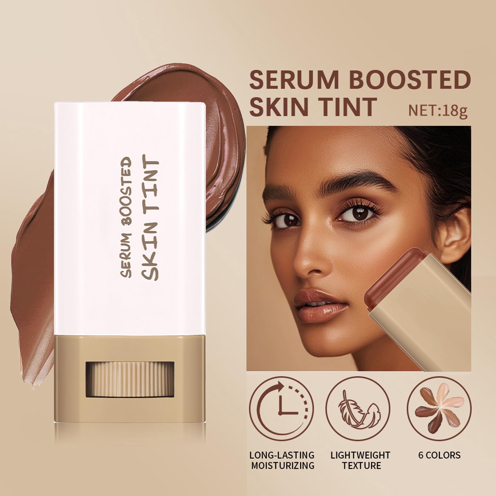 Makeup Foundation Stick, Beauty Balm Serum Boosted Skin Tint Concealer, Hydrating Full Coverage Concealer - Image 3