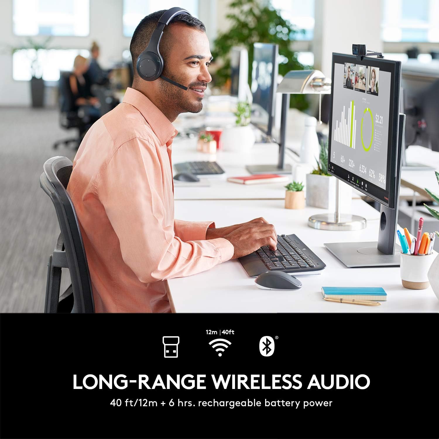 Logitech H800 Bluetooth Wireless Headset with Mic for PC, Tablets and Smartphones