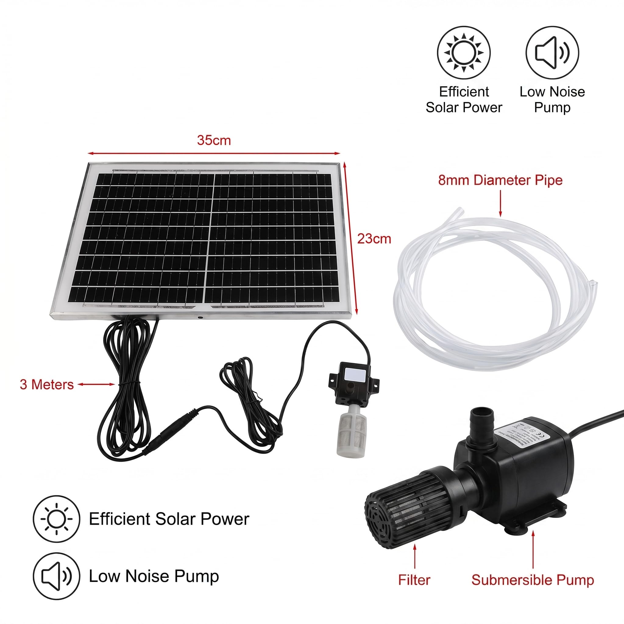 Kit de filtre solaire pour bassin à poissons - Pompe submersible - Filtre biologique pour bassin à poissons