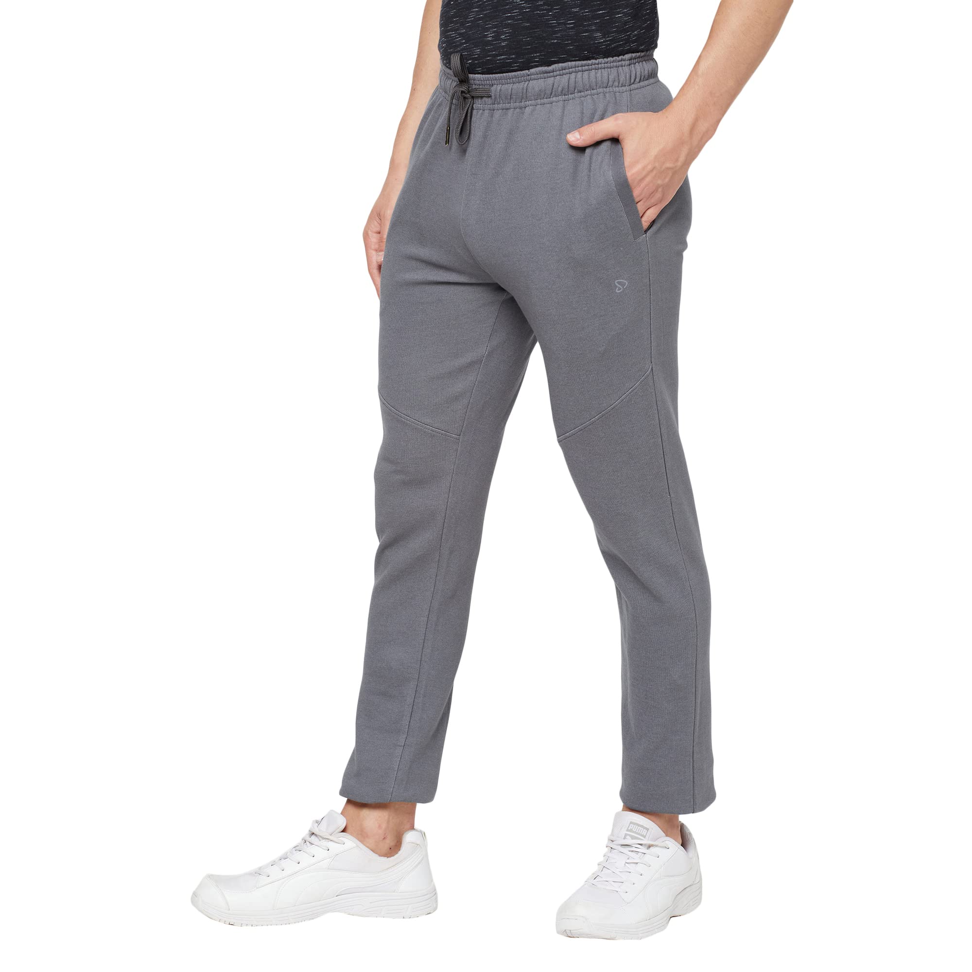 Sporto Mens Solid Cotton Modern Slim Fit Gym Track Pants