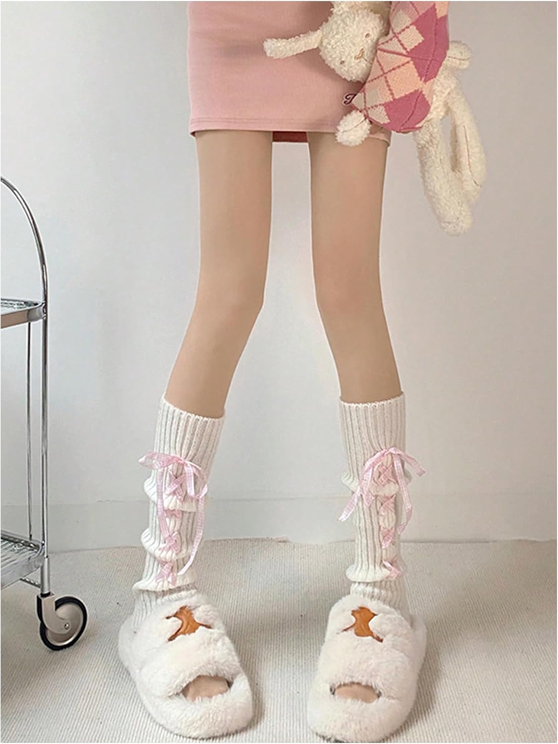 SHENHE Women's Bow Leg Warmers Kawaii Cable Knit Harajuku Leg Warmers Y2K Coquette Stockings