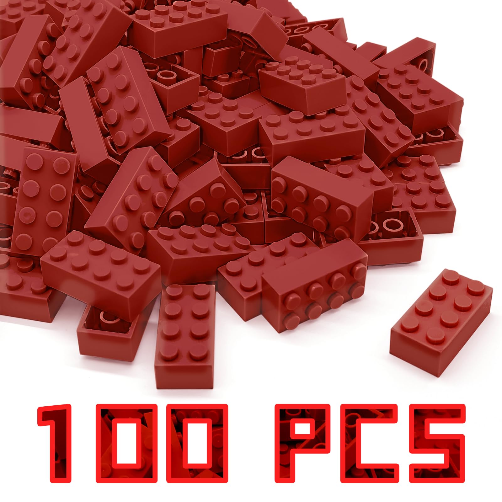 Classic Building Brick 2x4 100 Pieces, Compatible with Lego 3001 Bulk Block  Set, Creative Building Toy DIY, Suitable for Boys Girls and Teenagers Aged