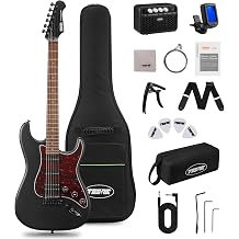 Tostar 39" HSS Electric Guitar Kit with Amp for Beginners-Matte Black | HSS Pickups, C-Shape Canadian Maple Neck, 2.7mm Jumbo Frets, Lightweight Eco-Composite Body, Tremolo Bridge, 5-Way Switch