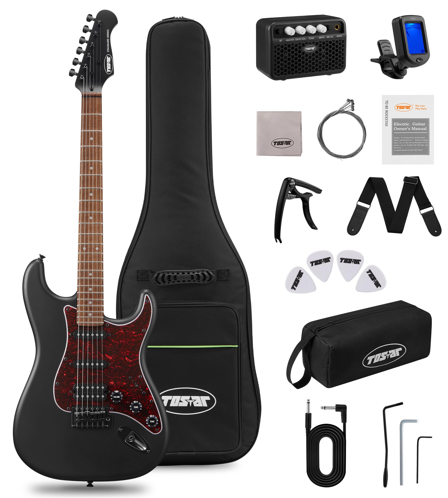 Tostar Electric Guitar Kit with Amp HSS Pickup