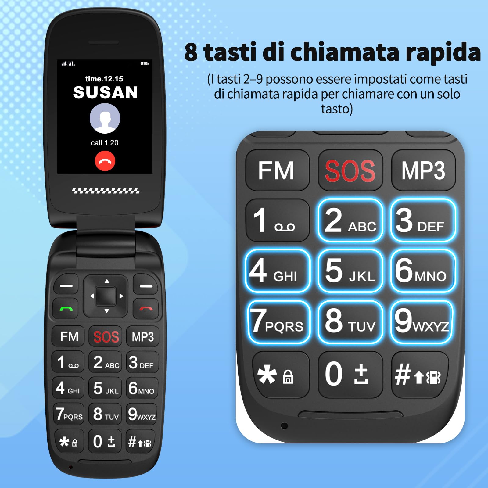 T341 4G Telefono Cellulare per Anziani, Flip Telefoni Cellulari Tasti Grandi, Volume alto, Funzione SOS, 1.77" Display, Chiamata Rapida, Torcia, 1000mAh Batteria, Senza Contratto