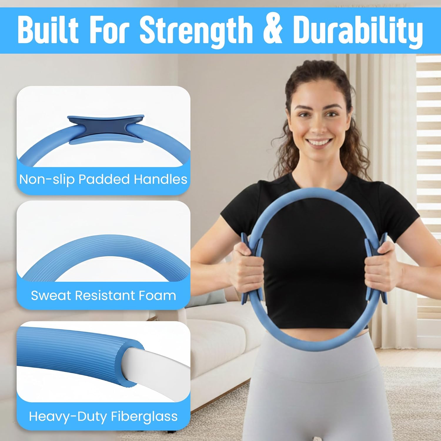 Pilates Kit 16- Pieces with Adjustable 5 - Level Resistance Bands – Fitness Ring, Exercise Ball, Wrist Weights & Essential Pilates Equipment for Home Workouts - Versatile Fitness Accessories